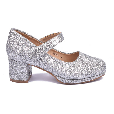 Girls Silver Fancy Heals KD1073