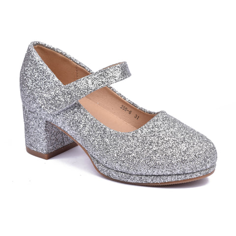 Girls Silver Fancy Heals KD1073