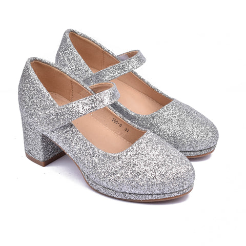 Girls Silver Fancy Heals KD1073