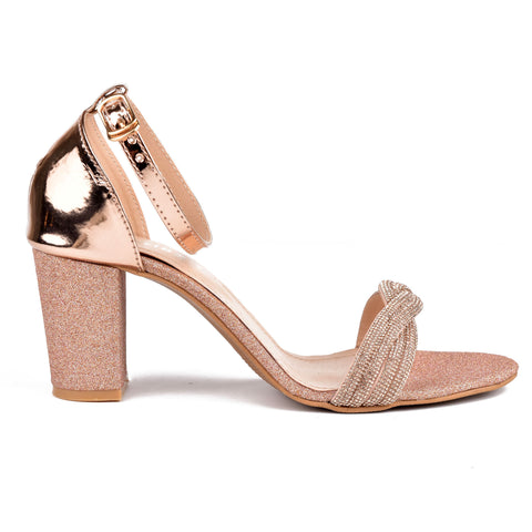 Peach Fancy Block Heel Sandals WN5068