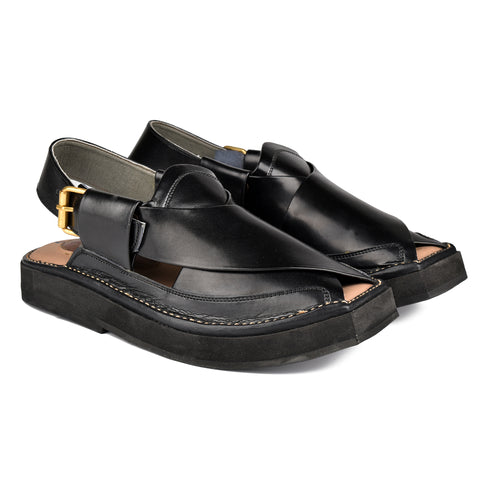 Black Kaptann Chappal