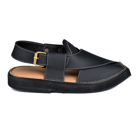 Matte Black Kaptann Chappal
