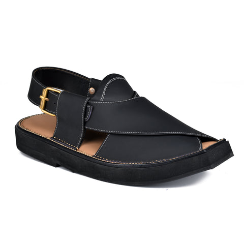 Matte Black Kaptann Chappal