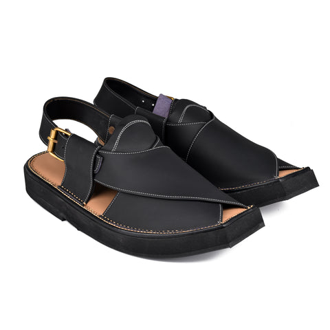 Matte Black Kaptann Chappal