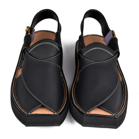Matte Black Kaptann Chappal