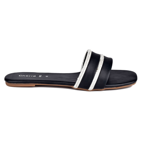 Black Casual slippers WN8079