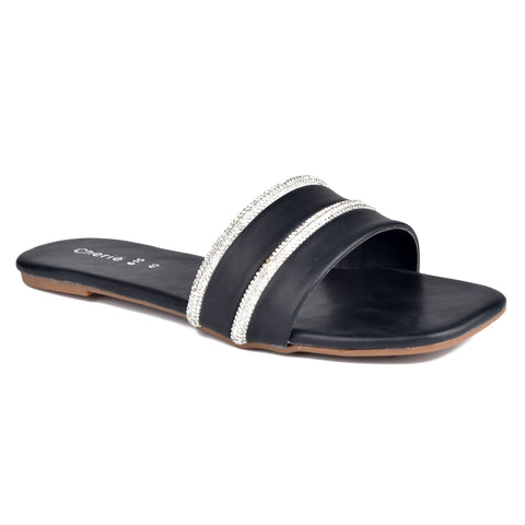 Black Casual slippers WN8079