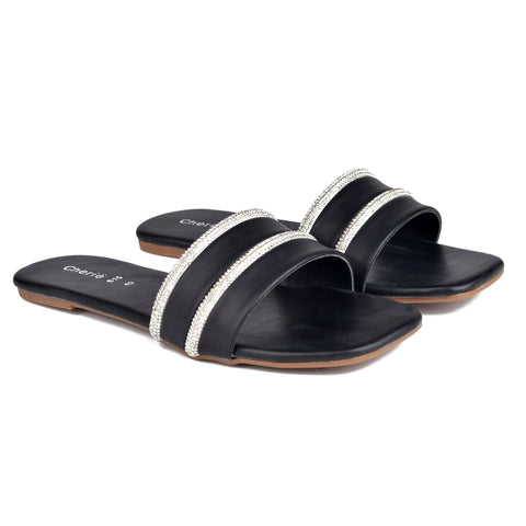 Black Casual slippers WN8079