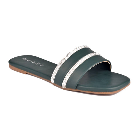 Green Casual slippers WN8079