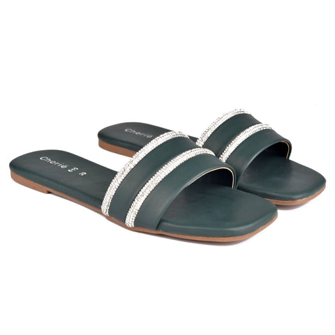 Green Casual slippers WN8079