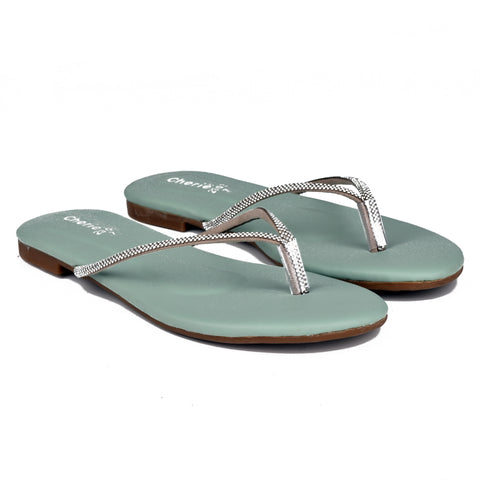 Green Casual  Slippers WN918