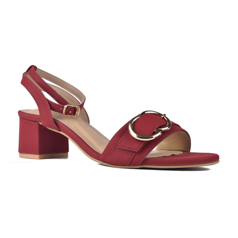 Maroon Casual Block Heel Sandals WN5040