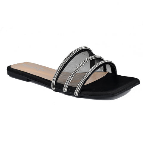 Black Fancy Slippers WN914