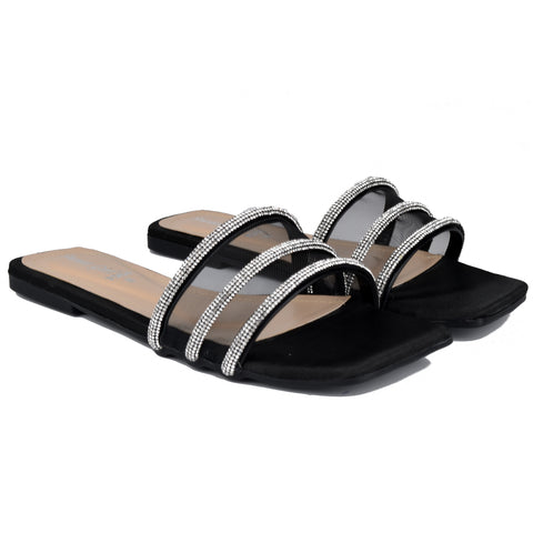 Black Fancy Slippers WN914