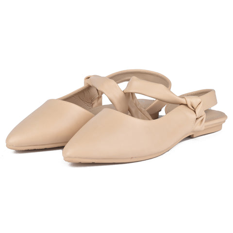 Beige Back Open Slippers WN1111