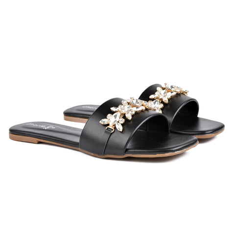 Black Fancy Slippers WN908