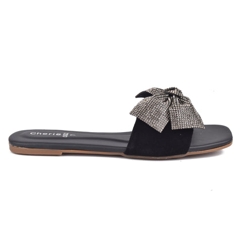 Black Fancy Slippers WN913