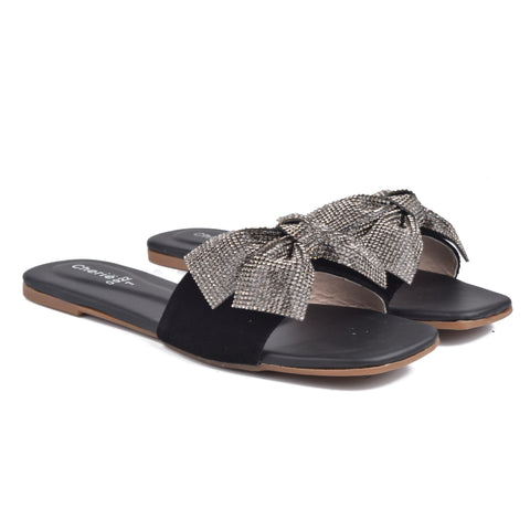 Black Fancy Slippers WN913