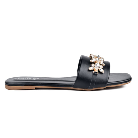 Black Fancy Slippers WN908