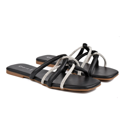 Black Casual Slippers WN911