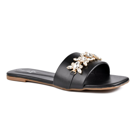 Black Fancy Slippers WN908
